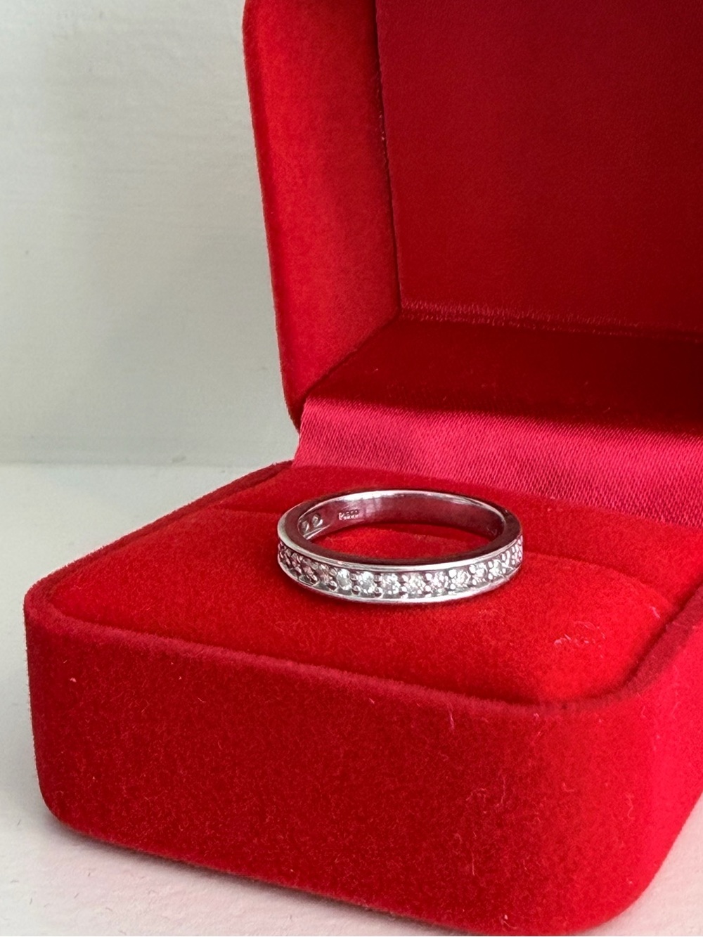 Natural diamonds on platinum setting.